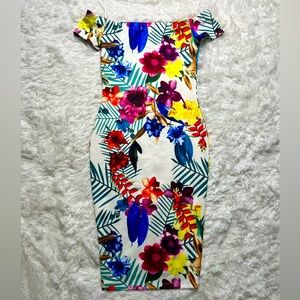 NWOT- Fashion Nova Floral Off the Shoulder Dress Size S